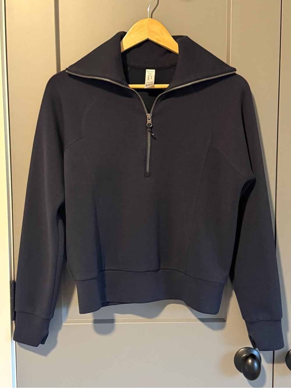 SPANX Men's Zip-Front Pullover in Dark Navy